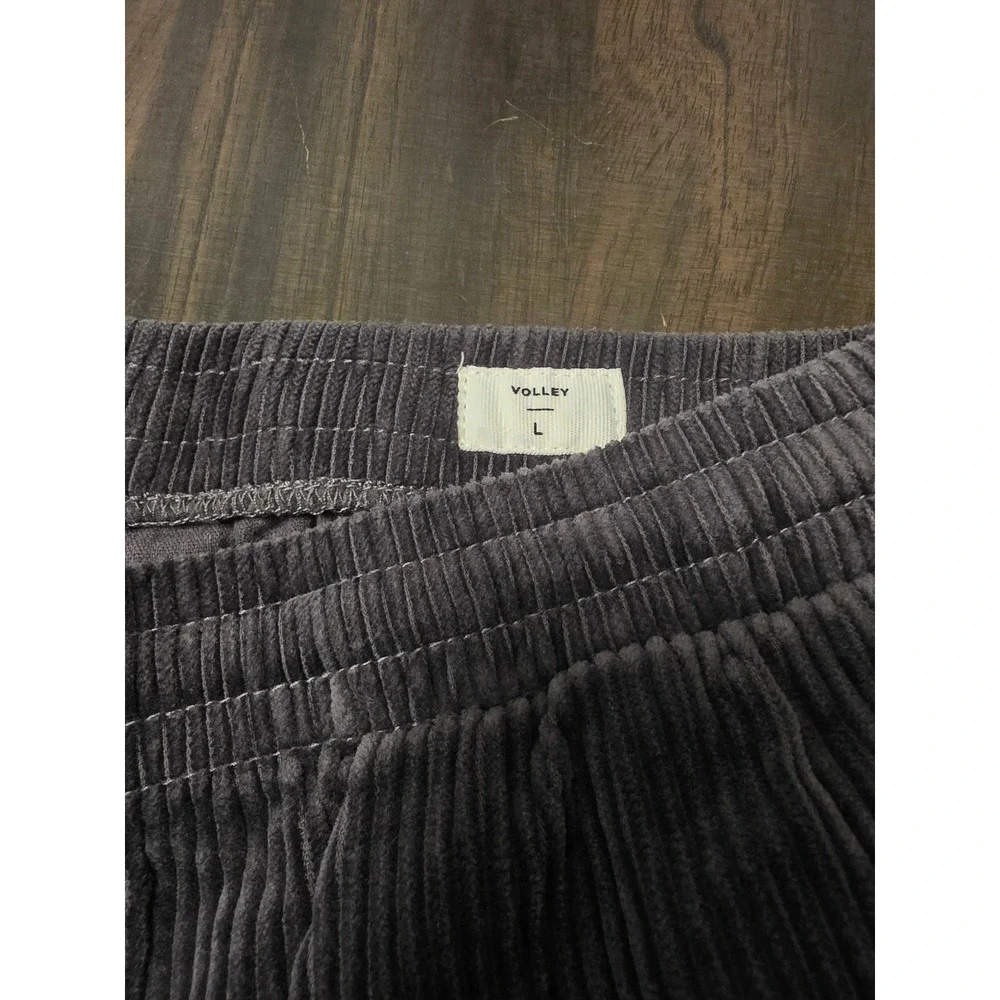 PacSun Volley Corduroy Shorts Mens Large Dark Gray Charcoal Drawstring Relaxed